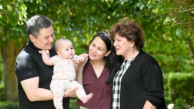 Anne Clark with parents Joel and Patricia Townsend and 7 month old daughter Marelle. Picture: Jeremy Piper