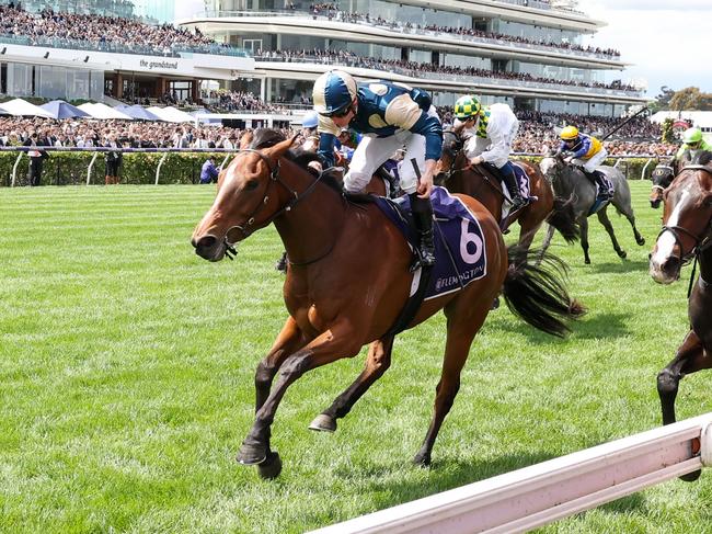 Zennzella ridden by James McDonald wins the Racing and Sports Wakeful Stakes at Flemington Racecourse on October 29, 2022 in Flemington, Australia. (Photo by George Sal/Racing Photos via Getty Images)