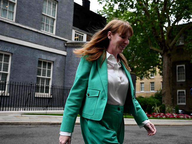 Labour Party deputy leader Angela Rayner leaves 10 Downing Street after being named Britain's deputy prime minister. Picture: AFP
