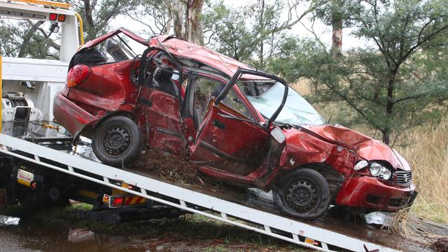 Four people died when their car smashed into a tree in Bochara, near Hamilton. Picture: David Crosling