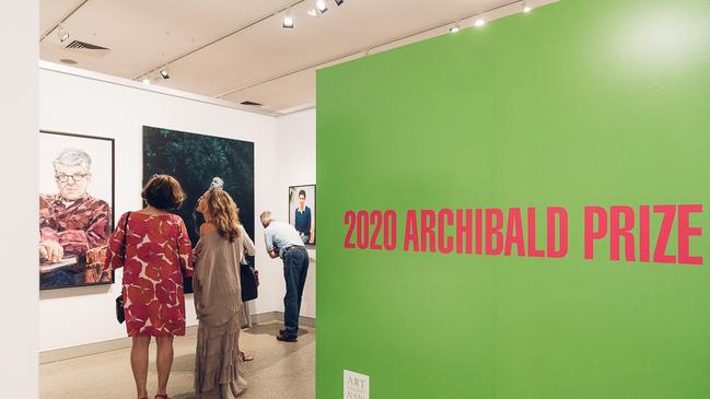 Visitors attending the 2020 Archibald Prize Regional Tour at Tweed Regional Gallery.