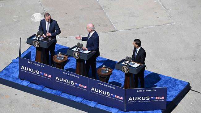 Australia’s SSN-AUKUS will be delivered by the 2040s. Picture: Jim Watson / AFP