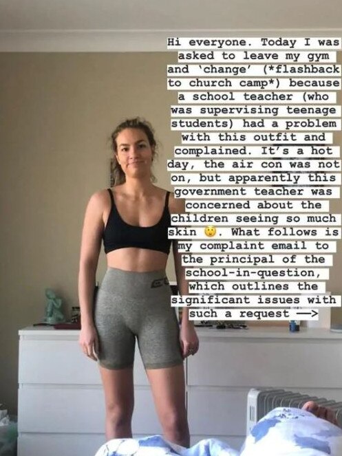 Gabi Goddard made headlines when she claimed she was told to leave her Sydney gym because of her bike shorts. Picture: Instagram