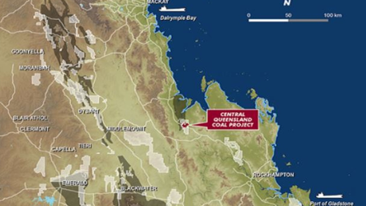 A map of the proposed Central Queensland Coal Project near St Lawrence. Picture: CQ Coal