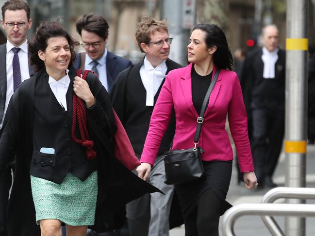 Ousted Liberal backbencher Moira Deeming and her barrister Sue Chrysanthou arriving at court. Picture: David Crosling