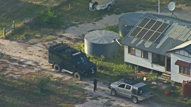 An aerial view of the scene at a property in Wieambilla. Picture: Nine