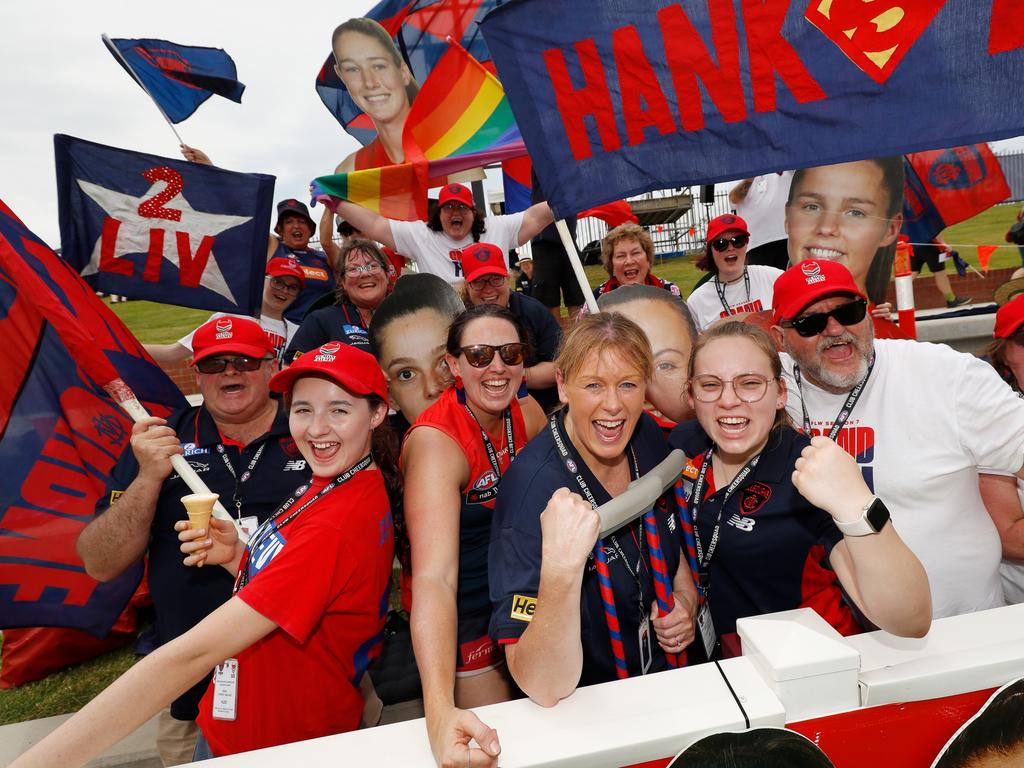 Fans at the AFLW Grand Final between the Brisbane Lions and the Melbourne Demons at the new Brighton Homes Arena, Springfield, Ipswich. Picture: Dylan Burns/AFL Photos via Getty Images