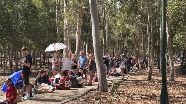 The line up snaked around the BEC and up the footpaths Tuesday morning.