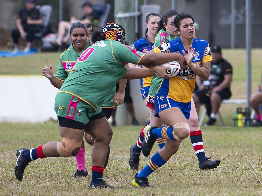 Tessa Hart of the Kangaroos in action during CDRL Womens Kangaroos v Mareeba at Vico Oval on Sunday. Picture Emily Barker.