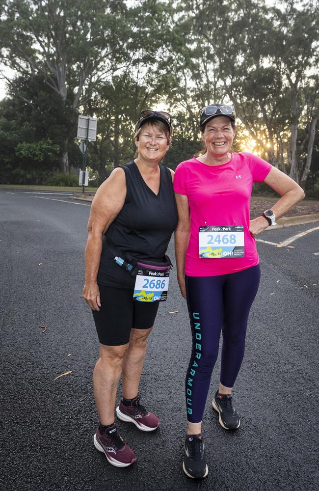 Kim Falco (left) and Anita Bolton at Peak2Park, Sunday, March 3, 2024. Picture: Kevin Farmer