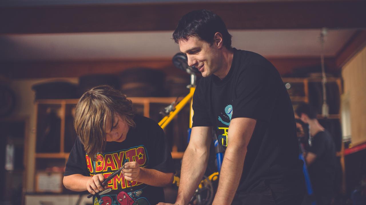 Tasmanian Bike Collective CEO Ant Edler which mentors 80 students a week. Picture: Supplied.