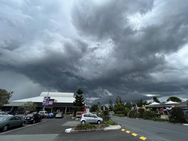 Storm clouds over western Brisbane Sunday afternoon. Picture: Liam Kidston