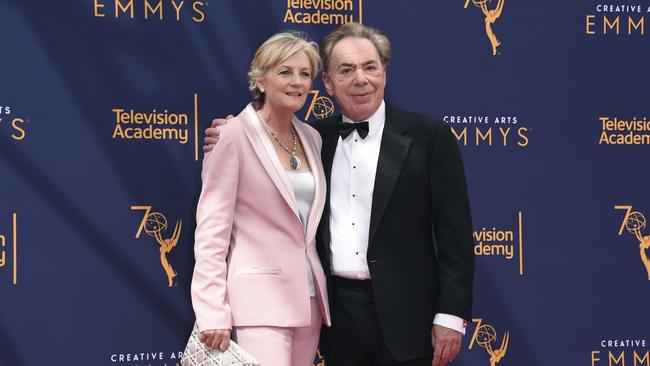 Madeleine and Andrew Lloyd Webber arrive at the Creative Arts Emmy Awards in Los Angeles last month. Picture: Richard Shotwell/Invision/AP