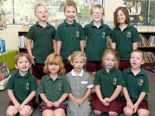 Springbrook State School Prep class, L-R front row first Lachlan Green, Fleur Emsley, Indiana Price, Olivia Lee, (back row) Annabelle Marshall, Zaine Spendlove, Beau Richardt, Izabella Montgomery., Sebastian Clayton Picture Mike Batterham