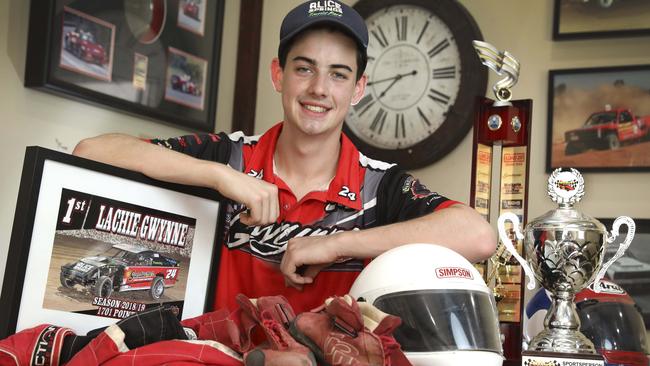 Lachie Gwynne,18, from St Michael's College student, survived a serious speedway racing crash in Mildura in April, 2019, but recovered to achieve great SACE results. Picture: Dean Martin