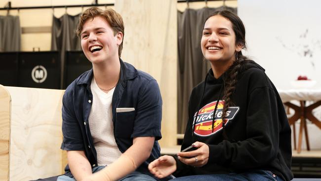 Beau Woodbridge and Georgia Laga'aia in rehearsal for the STC’s Dear Evan Hansen rehearsals Picture: Prudence Upton