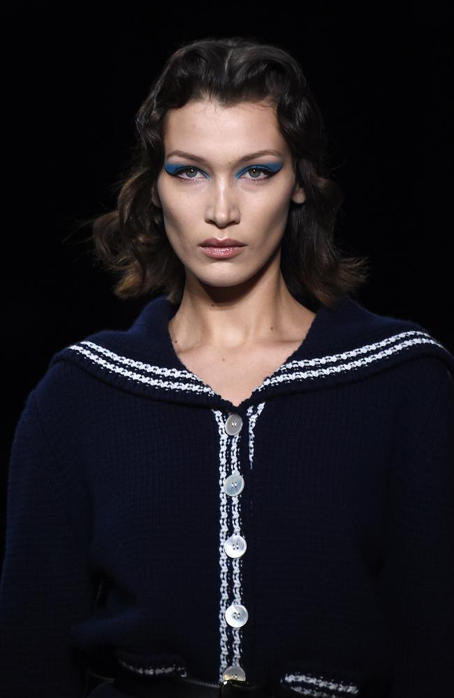 Bella Hadid stuns in navy crop top at Louis Vuitton's Paris Fashion Week  Men's show