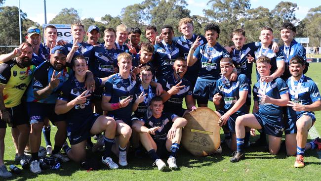 U17 Division 1 Champions: Brothers celebrate their 16-14 grand final win over St Marys. Picture: Steve Montgomery