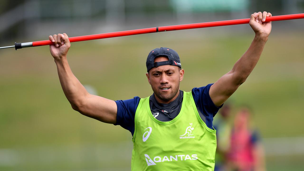 Christian Lealiifano is seen during Wallabies training at Ballymore in Brisbane.