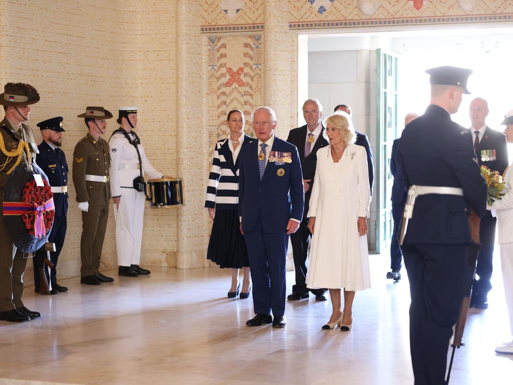 King Charles and Queen Camilla at the Australian War Memorial in Canberra. Picture: Ben Appleton