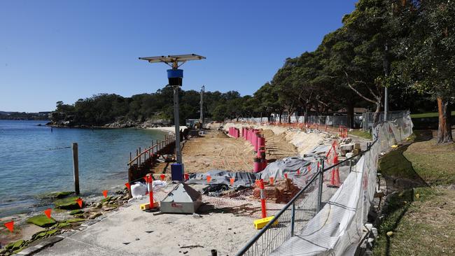 Shark Beach at Nielsen Park, Vaucluse is under construction, with the beach set to reopen in 2024. Picture: Richard Dobson.