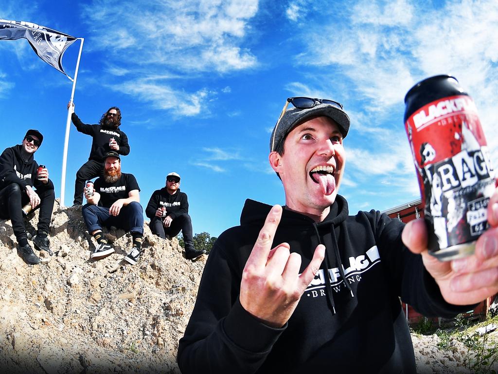 Blackflag Brewing brewer Simon Grasby - pictured with John Coumessos, Ross Holloway, Ben Baker and Steve Barber - is keen for the brewing company to have its own home at Coolum Beach.