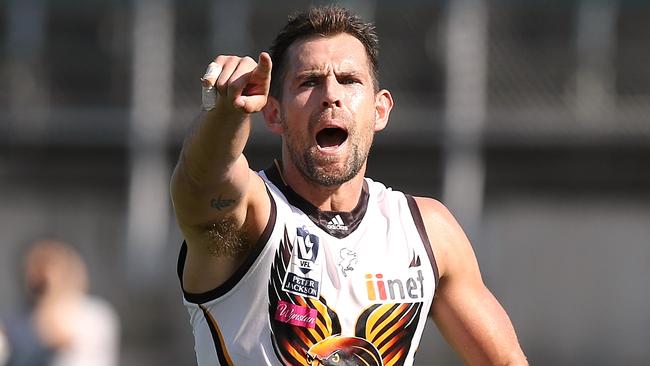Luke Hodge playing in a VFL practice match on Friday. Picture: Wayne Ludbey