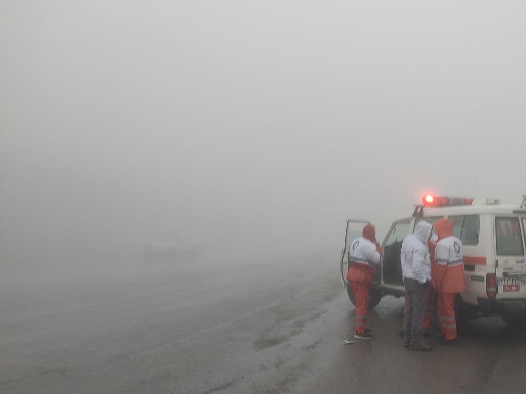 Search and rescue teams worked through the night – despite horrific conditions – before finding the wreckage site. Picture: Azin Haghighi/MojNews/AFP