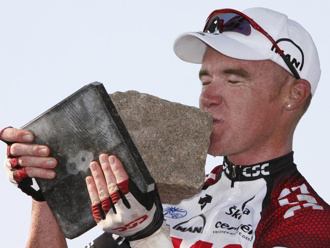 Stuart O'Grady after winning the Paris-Roubaix in 2007.