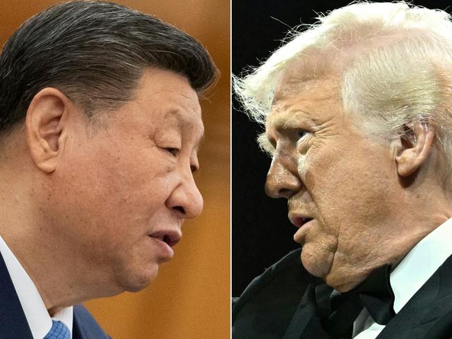 (COMBO) This combination of pictures created on April 09, 2025 shows, L-R, Chinese President Xi Jinping in Beijing on February 6, 2025 and US President Donald Trump in Washington, DC on April 8, 2025. China announced Wednesday massive retaliatory tariffs on US goods, sharply escalating a trade war started by President Donald Trump and fuelling fresh panic in global markets. Trump's latest salvo of tariffs came into effect on dozens of trading partners earlier Wednesday, including punishing duties of 104 percent on imports of Chinese products. (Photo by Andres MARTINEZ CASARES and SAUL LOEB / various sources / AFP)