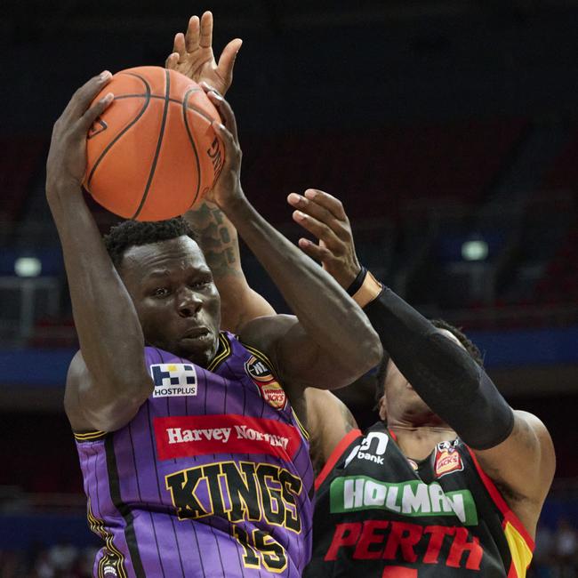 Makuach Maluach of the Kings takes a rebound. Picture: Brett Hemmings/Getty Images