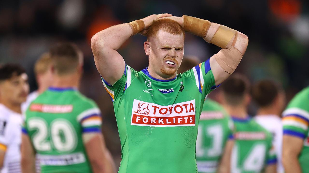 CANBERRA, AUSTRALIA - AUGUST 26: Corey Horsburgh of the Raiders during the round 26 NRL match between Canberra Raiders and Brisbane Broncos at GIO Stadium on August 26, 2023 in Canberra, Australia. (Photo by Mark Nolan/Getty Images)