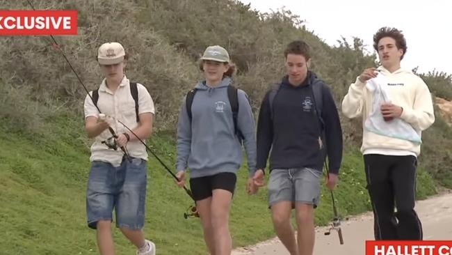 A group of four teens saved two fishermen at Hallett Cove. Picture: 7NEWS.