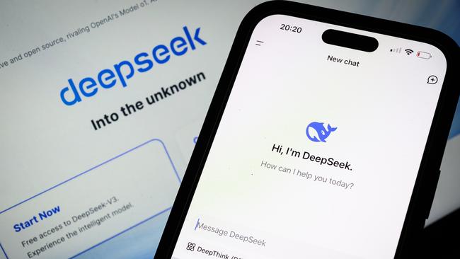 LONDON, ENGLAND - JANUARY 29: In this photo illustration, the Deepseek search page is displayed on a mobile phone in front of a laptop screen displaying the Deepseek homepage, on January 29, 2025 in London, England. This week's news that the DeepSeek Chatbot app, developed by China, was downloaded from the Apple app store significantly more times than the US-developed ChatGPT from Open AI, wiped billions off the global tech market. The advent of DeepSeek has shown there is a more viable, efficient, and cost-effective future for AI development in a shift away from the current high cost, high tech model.  (Photo by Leon Neal/Getty Images)