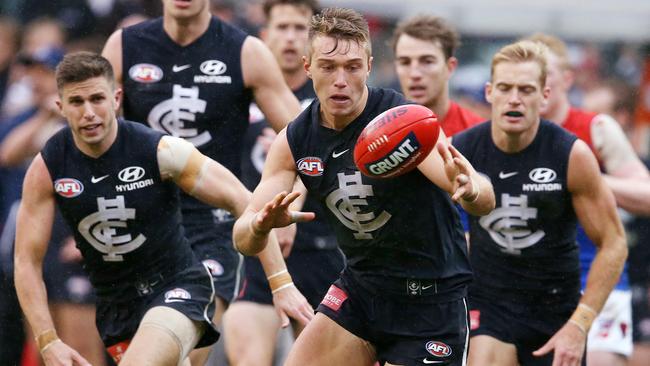 This week Geelong faces the best centre-square combination in the game, headed by young gun Patrick Cripps. Pic: Michael Klein