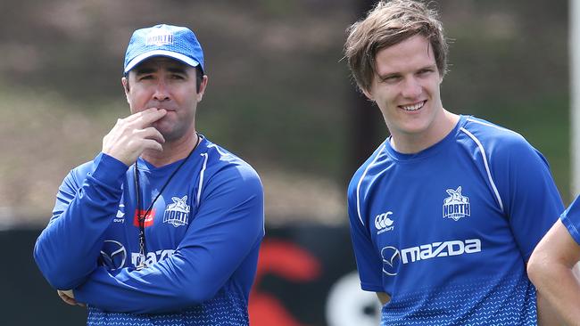 North Melbournne coach Brad Scott with star recruit Jared Polec. Pic: Michael Klein