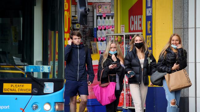 Members of the public brave Bondi Junction as the latest cluster in Sydney’s east grows. Picture: Toby Zerna