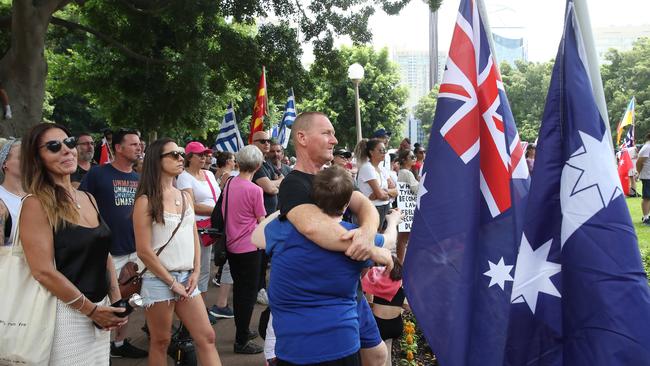 Anti-vaxxers protest in Sydney. They’re also packing the ICU at Lismore Base Hospital. s Picture: David Swift