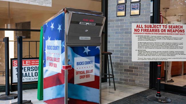 A locked ballot box at the Board of Elections office in Doylestown, Pennsylvania. Picture: Getty Images via AFP.