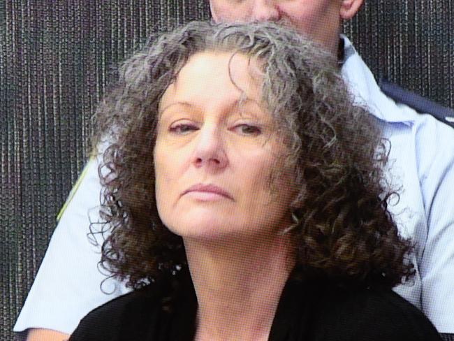 Kathleen Folbigg appears on a video link screened a the NSW Coroners Court, Sydney, Monday, April 2019, 2019. An Inquiry continues into convictions of "baby killer" Kathleen Megan Folbigg. (AAP Image/Peter Rae) NO ARCHIVING