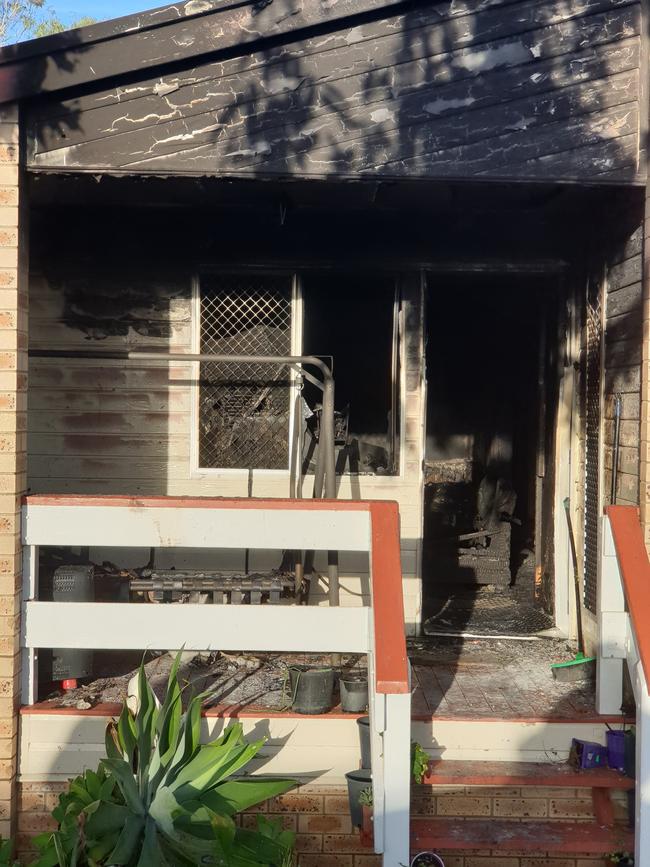 A man rescued a toddler form a burning house in Stewart Tce on Tuesday night. The fire gutted the home. Photo: Frances Klein