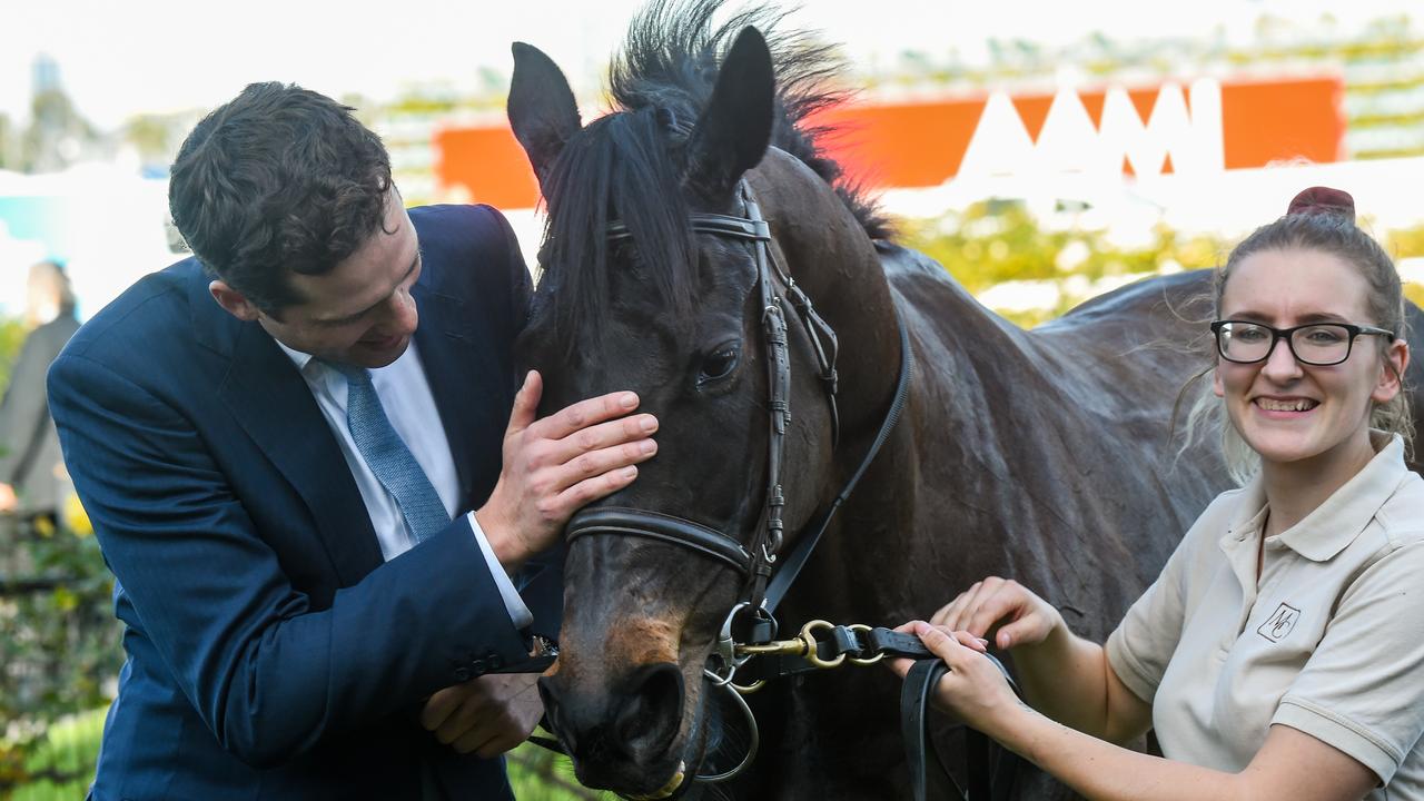 Trainer Matt Cumani after his horse Future Score. Brett Holburt/Racing Photos via Getty Images