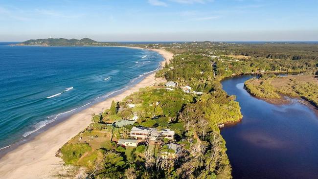 An aerial view of Childe Street in Byron Bay, NSW.