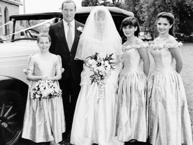 Vintage Home &amp; Away on Alf and Carly’s wedding day. Pictured with (L-R) Kate Ritchie, Sharon Hodgson, Nicolle Dickson and Rebekah Elmaloglou in 1991.