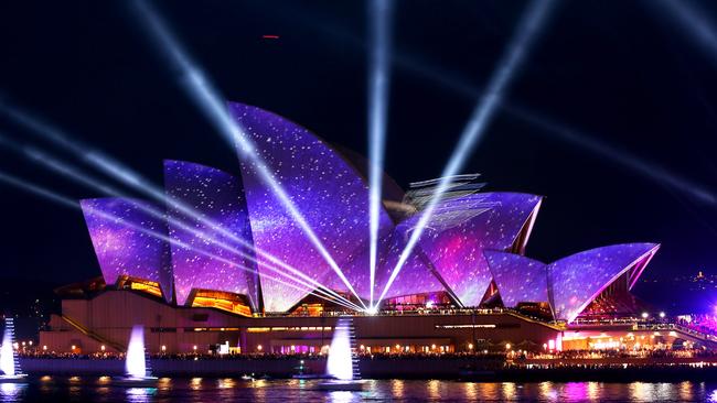 Projections are made on the sails of the Sydney Opera House on January 26, 2020, in Sydney, Australia, to show support for communities affected by bushfires around Australia. Picture: Getty Images