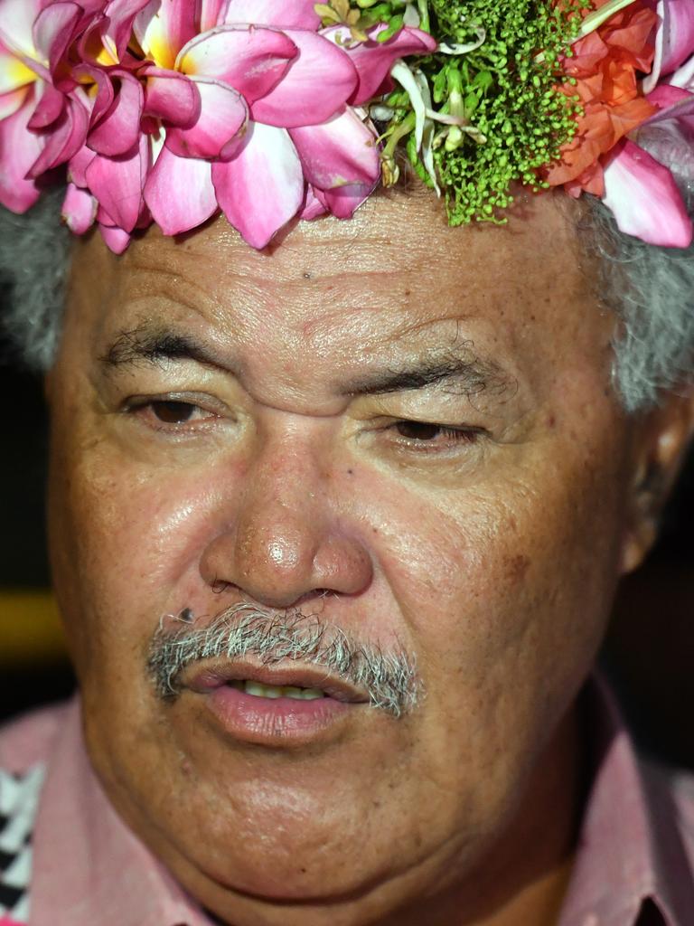 Tuvalu’s Prime Minister Enele Sopoaga said he had a “strong exchange” with Mr Morrison about climate change. Picture: Mick Tsikas/AAP