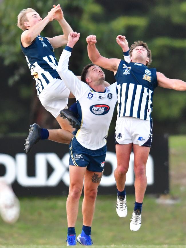 Curtis McCarthy takes a hanger for Geelong. Picture: Stephen Harman