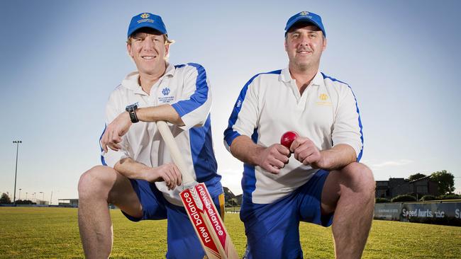 Williamstown Cricket Club coach Mathew Inness and captain Craig Sheedy. Picture: Nathan Dyer