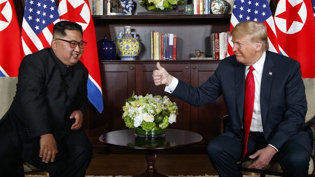 ‘Special bond’: Kim gets the thumbs-up from Trump. Picture: AP