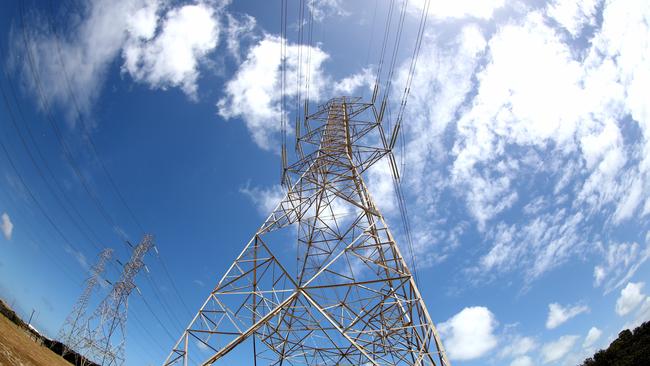 Power lines at the AGL Power Station at Torrens Island in Adelaide.